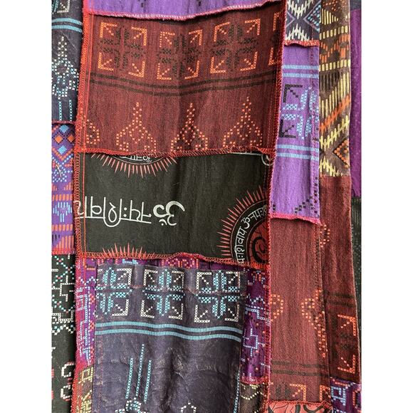 KARMA NEPAL CRAFTS Purple Patchwork Cotton Boho Maxi Kimono Duster - Picture 3 of 16